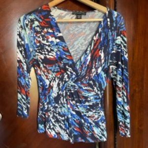 Cable & Gauge Multi-Color Cross Knot Top, Size Petite Medium